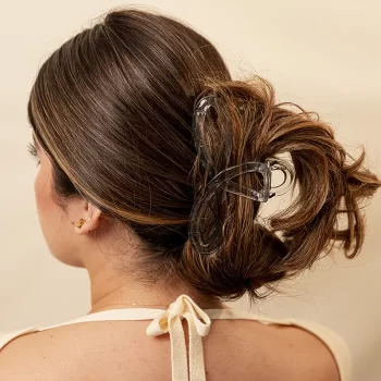 Hair Clip Crossed Transparente Gris